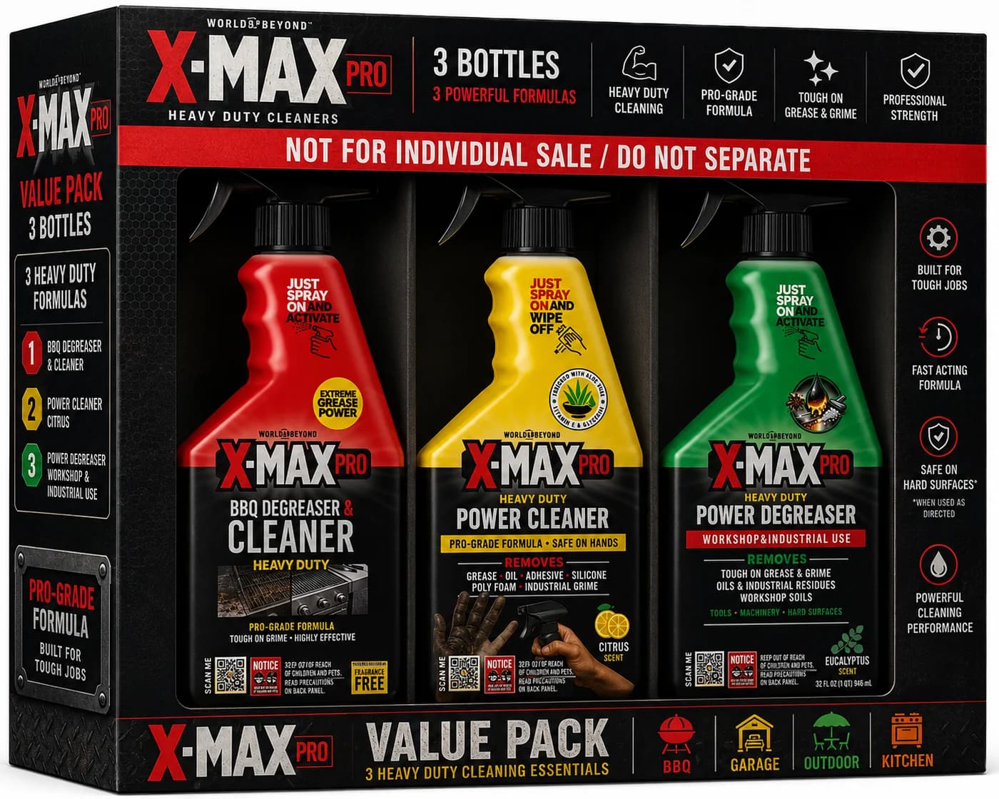 Example three-product warehouse-club display pack