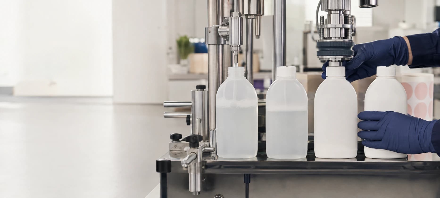 Filling, closure application and case packing on a consumer product line