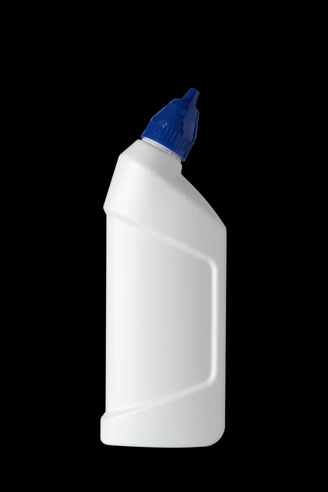 Unlabeled angled-neck wc bottle, bright armor-style shape